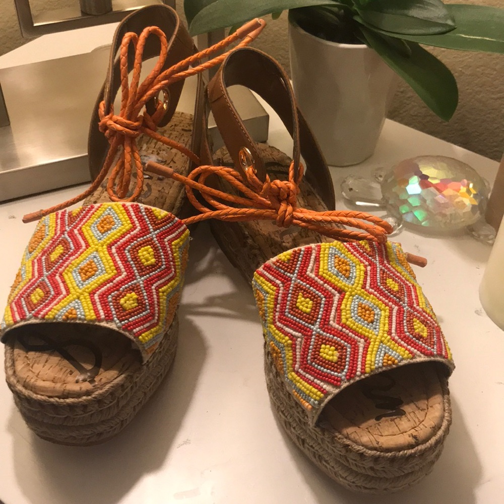 Sam Edelman Beaded Flatform Espadrilles